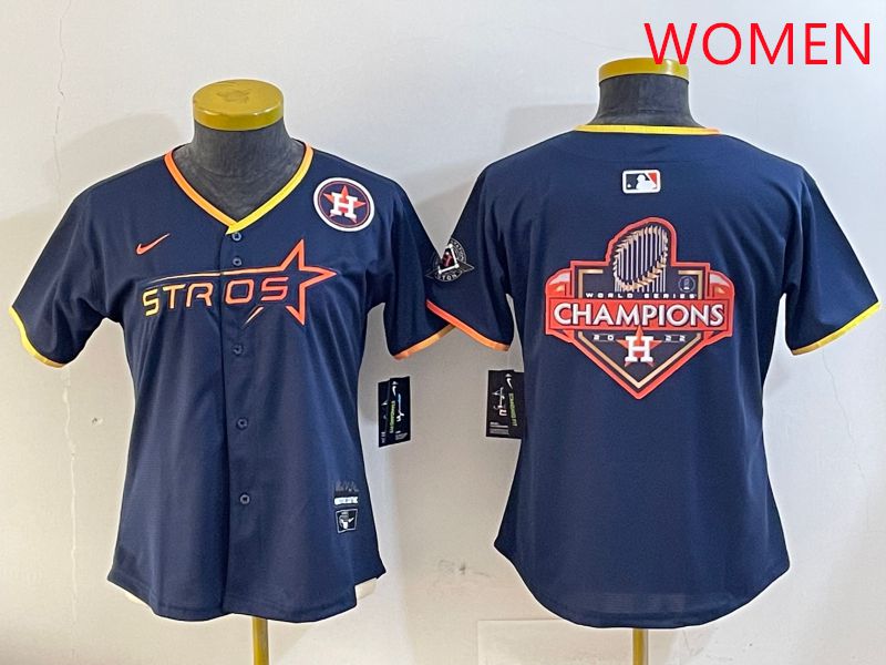 Women Houston Astros Blank Drak Blue Three generations Joint Name 2025 Nike MLB Jersey style 24